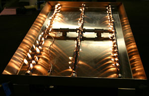 Custom propane pan for fireplace glass Custom propane pan for fireplace glass